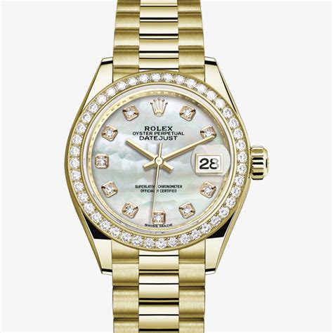 rolex oyster datejust lady yellow gold pearl dial 26mm|rolex lady datejust oyster 28mm.